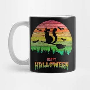 Vintage Halloween Cat Witch Mug